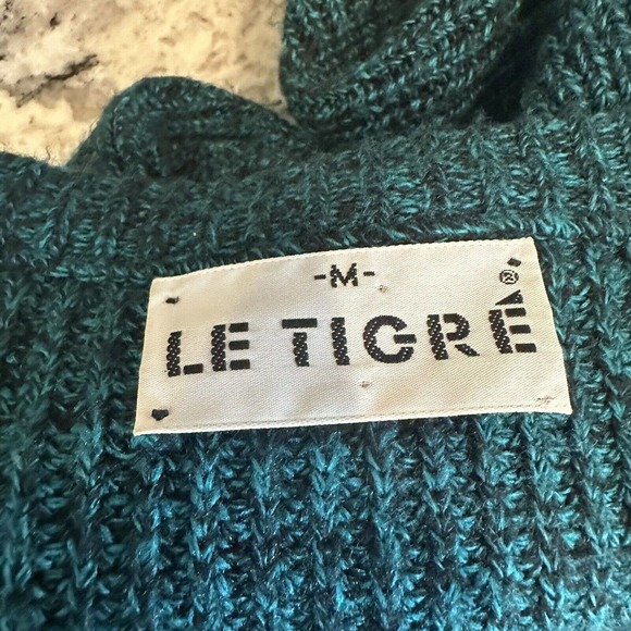 Le Tigre Vintage Sweater Men’s Medium Green Black‎ 1990s Pullover - Picture 5 of 5